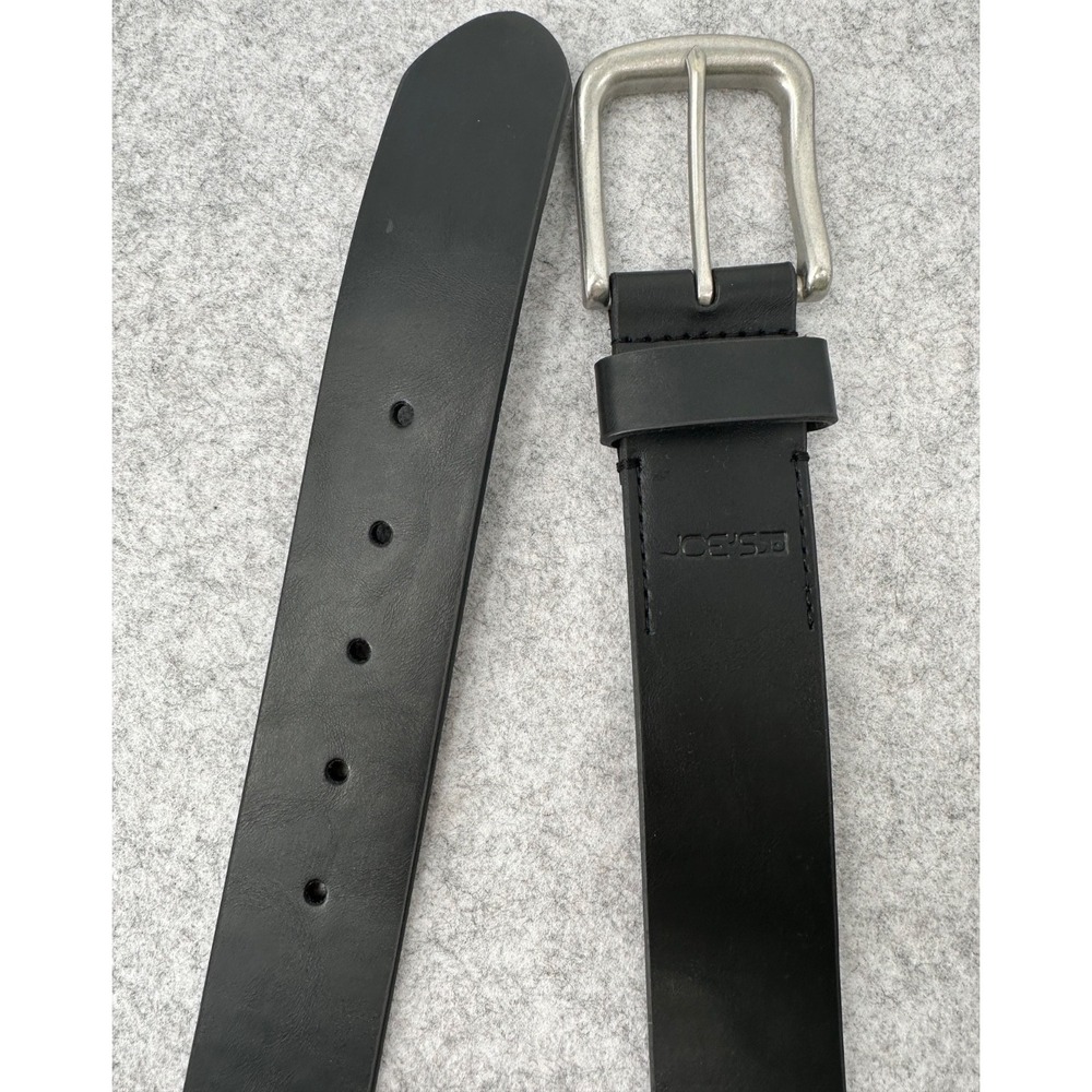 Joe's Jeans Genuine Leather Belt Black Brushed Nickel Buckle Men's Size 38‎ NWT